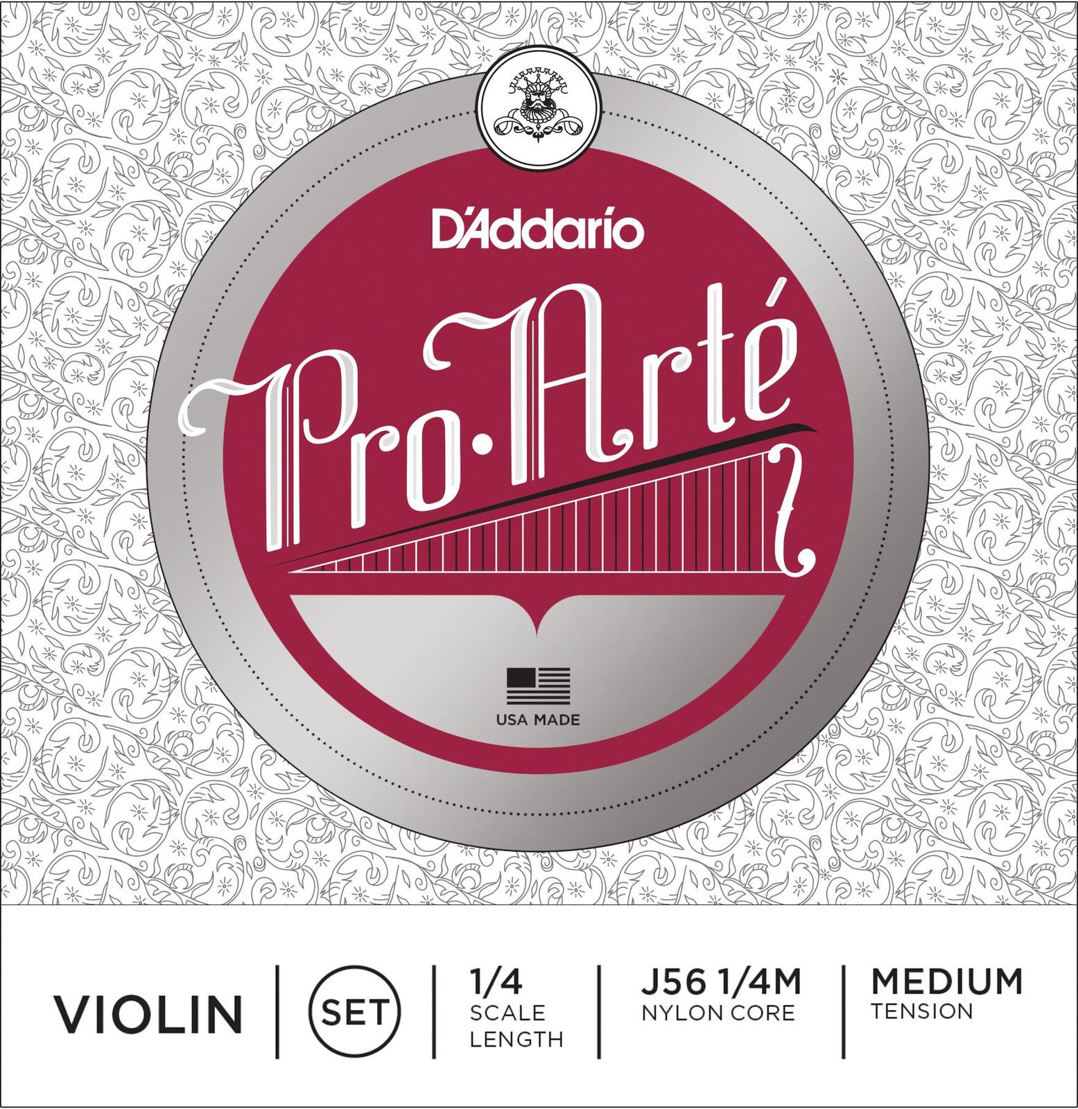 D'Addario Pro-Arte Violin String Set, 1/4 Scale, Medium Tension