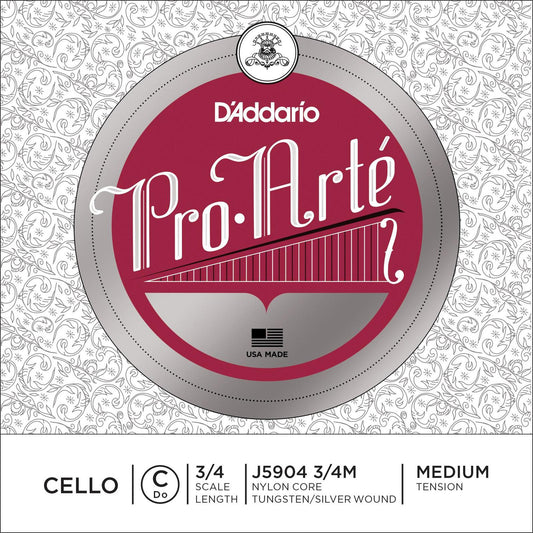 D'Addario Pro-Arte Cello Single C String, 3/4 Scale, Medium Tension