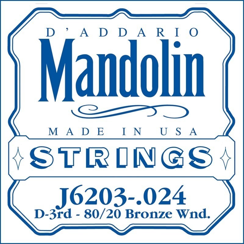 D'Addario J6203 80/20 Bronze Wound Mandolin Single String, .024