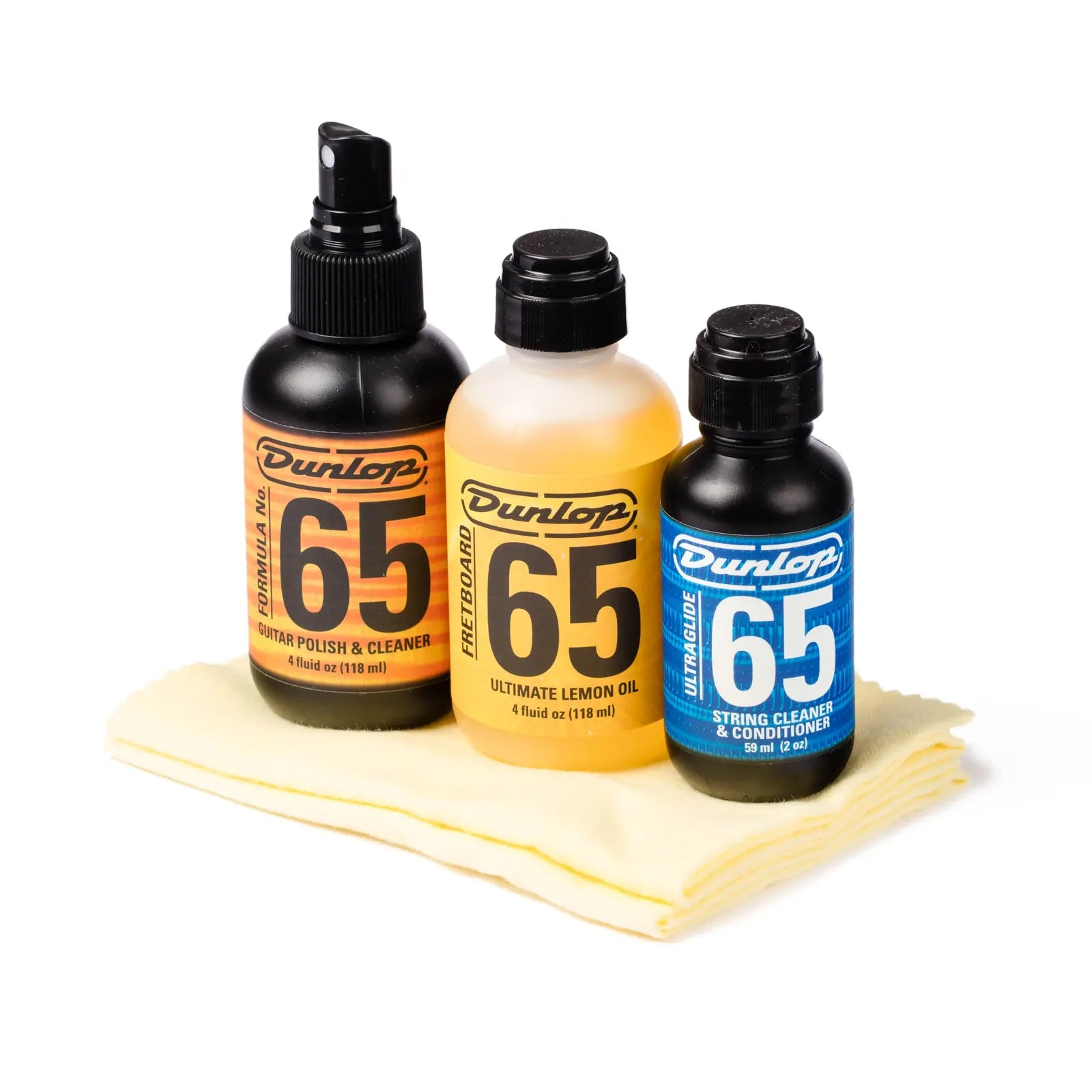 Jim Dunlop 65 Guitar Tech Kit with Polish, Lemon Oil, String Cleaner & Winder
