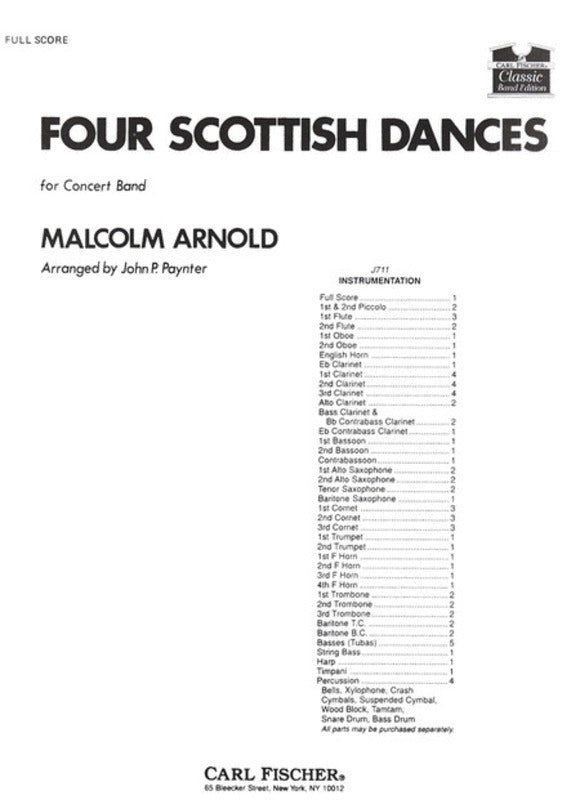 Scottish Dances 4 Arr Paynter Concert Band  Score