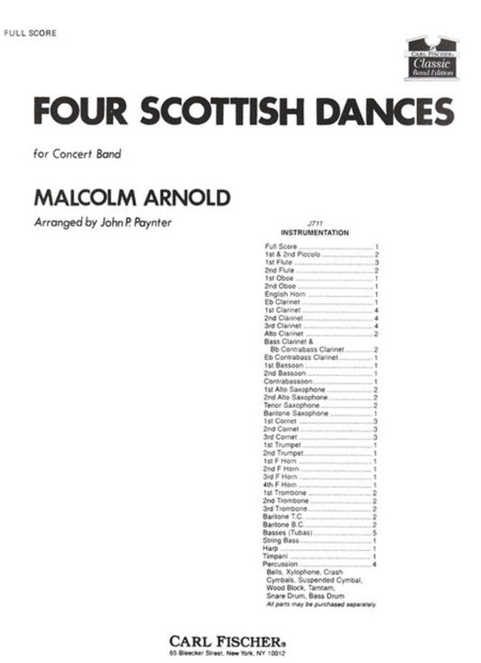 Scottish Dances 4 Arr Paynter Concert Band  Score