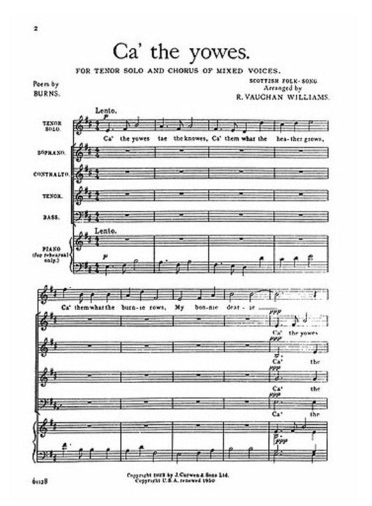 Ca The Yowes Tenor Solo/SATB/Piano