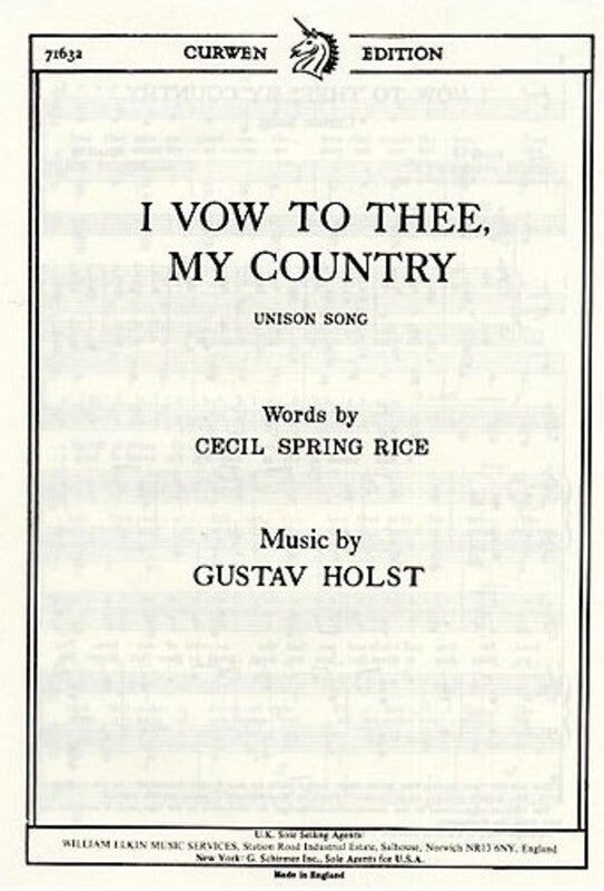 Holst I Vow To Thee My Country Vce/Piano Book
