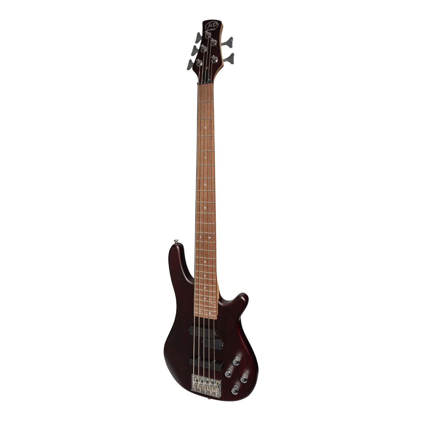 J&D Luthiers JD-150A5 Active 5-String T-Style Electric Bass Guitar Satin Brown Stain