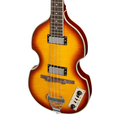 J&D Luthiers JD-BB10-HB 4-String Violin-Style Electric Bass Guitar Honey Burst Semi-Hollow Maple — view 4