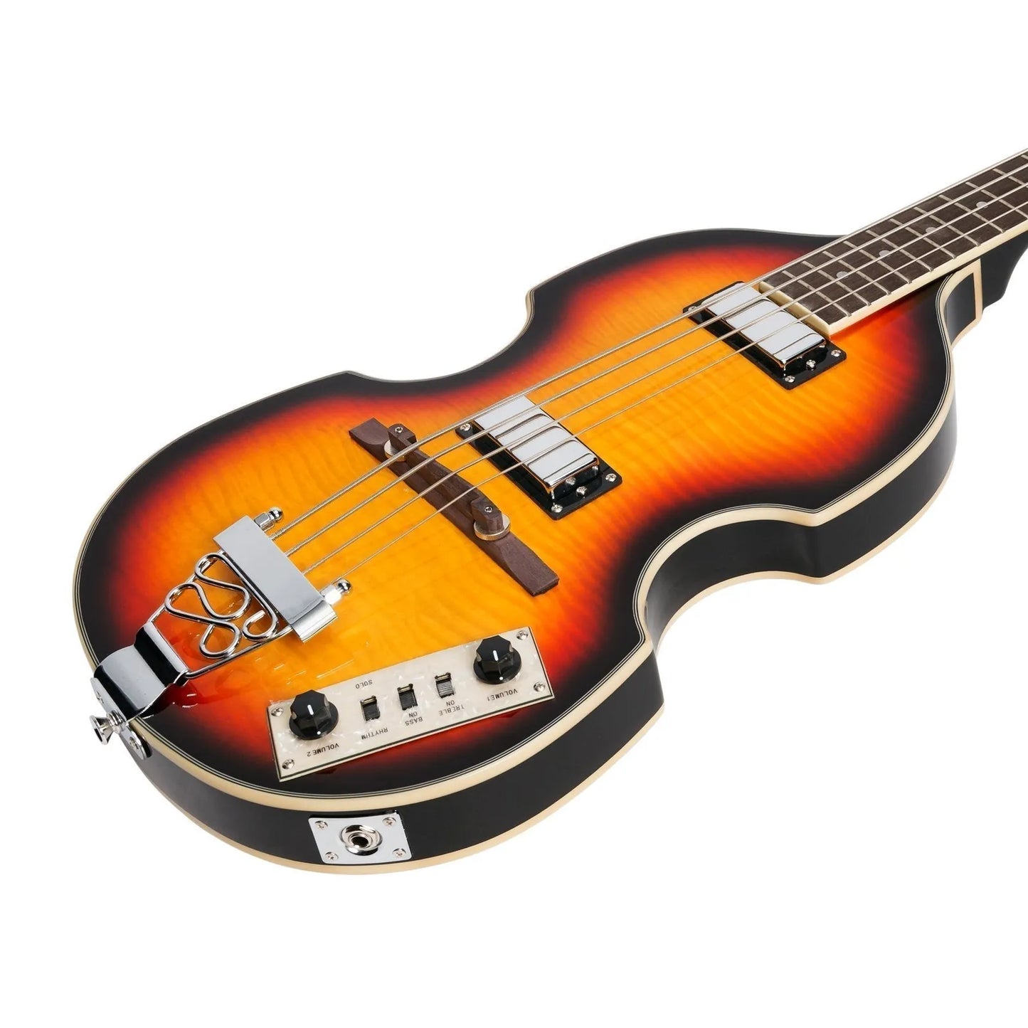 J&D Luthiers JD-BB10-TSB 4-String Violin-Style Electric Bass Guitar Tobacco Sunburst — view 6