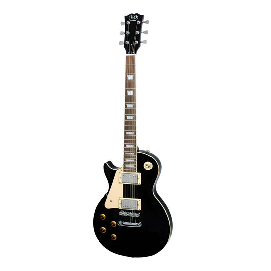 J&D Luthiers Left Handed LP Style Electric Guitar (Black)