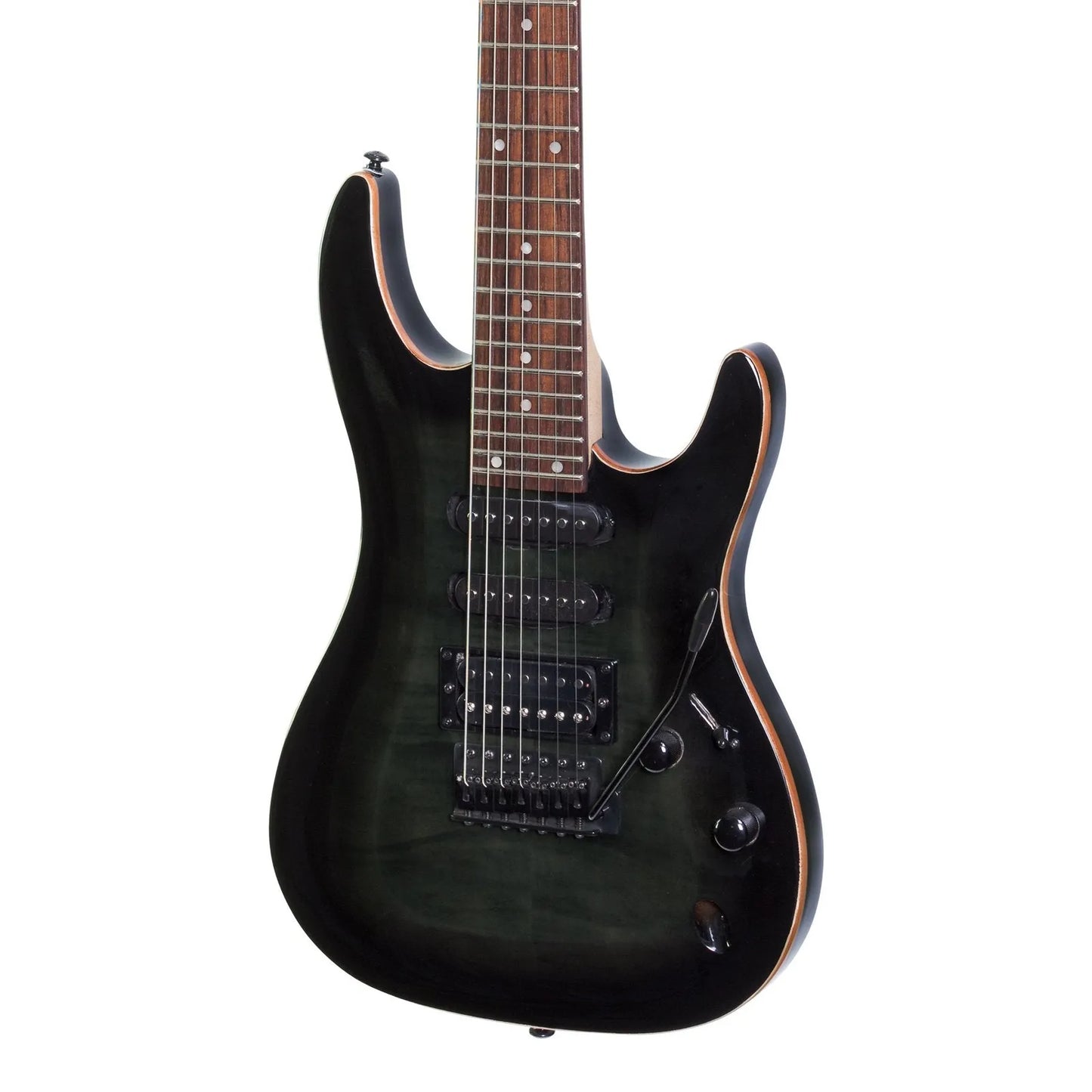 J&D Luthiers JD-IE97-TBK 7-String Contemporary Electric Guitar Transparent Black — view 4