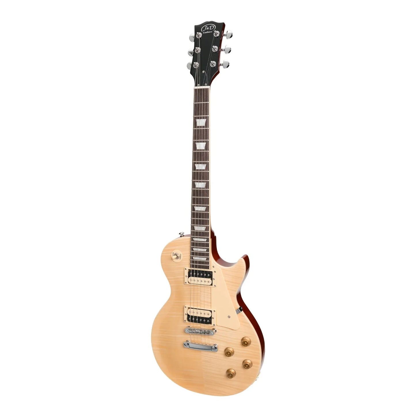 J&D Luthiers LP-Custom Style Electric Guitar Natural Mahogany Body 6 Strings JD-LP2-NA/C