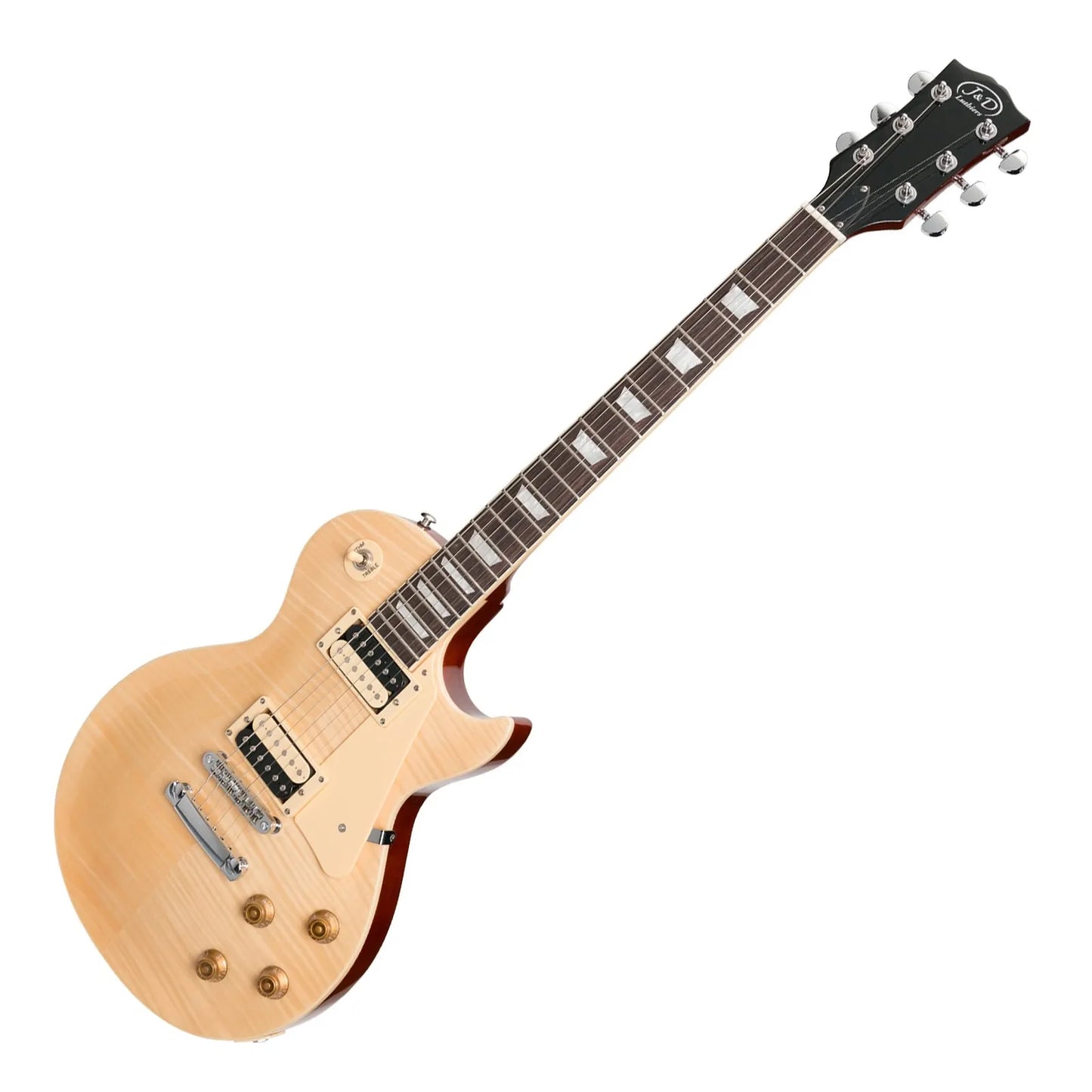J&D Luthiers LP-Custom Style Electric Guitar Natural Mahogany Body 6 Strings JD-LP2-NA/C — view 3