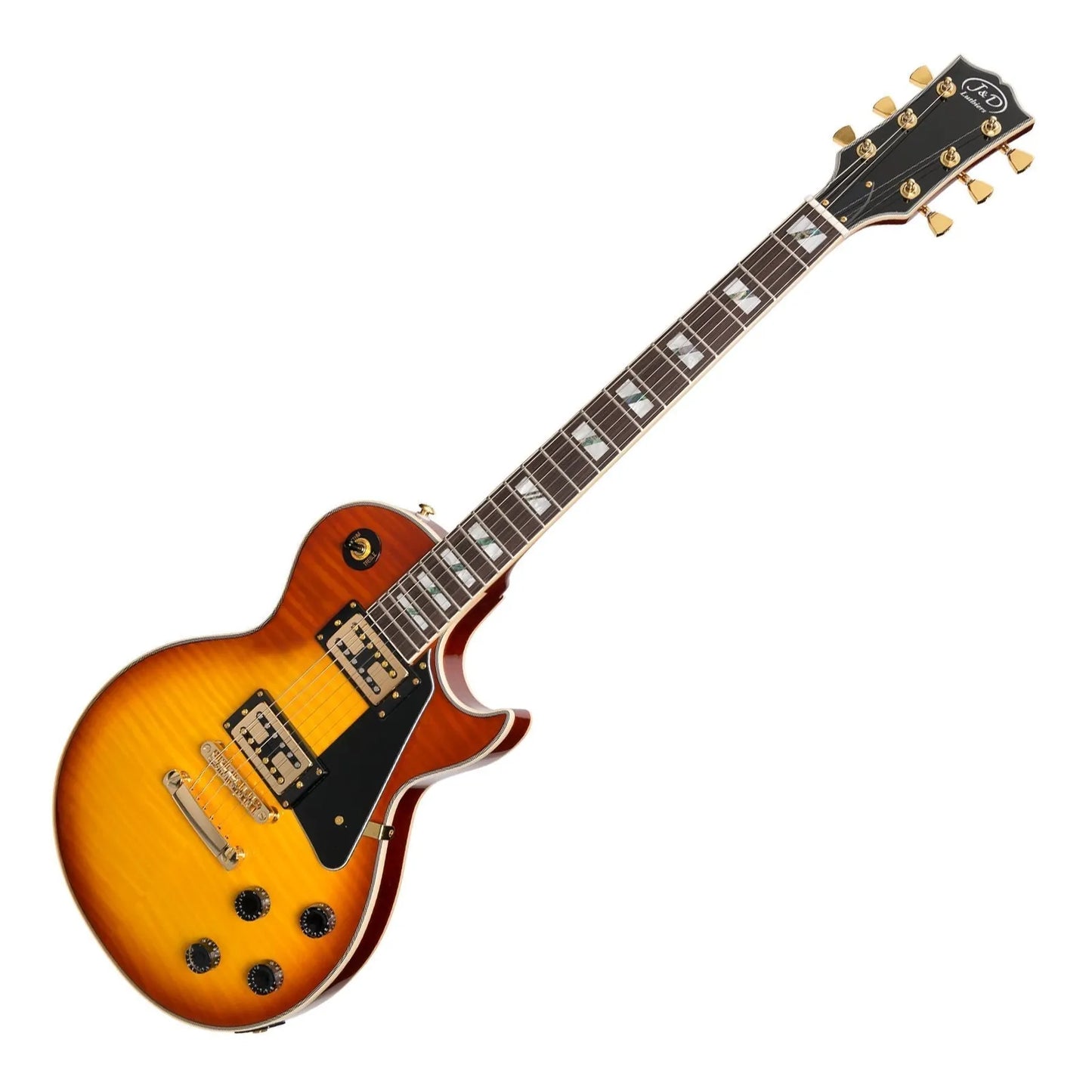 J&D Luthiers LP-Custom Electric Guitar Honeyburst JD-LP3F-HB 6-String Mahogany/Flamed Maple Top Right Handed — view 3