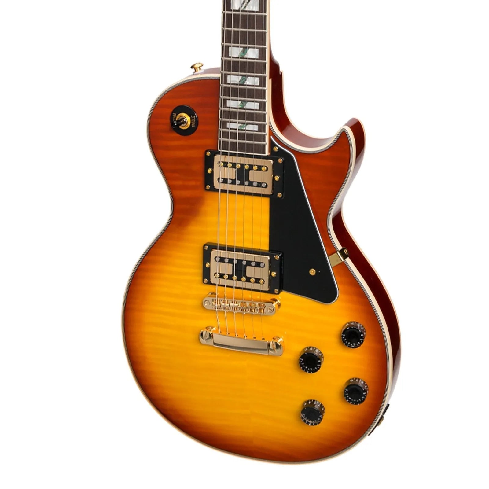 J&D Luthiers LP-Custom Electric Guitar Honeyburst JD-LP3F-HB 6-String Mahogany/Flamed Maple Top Right Handed — view 4