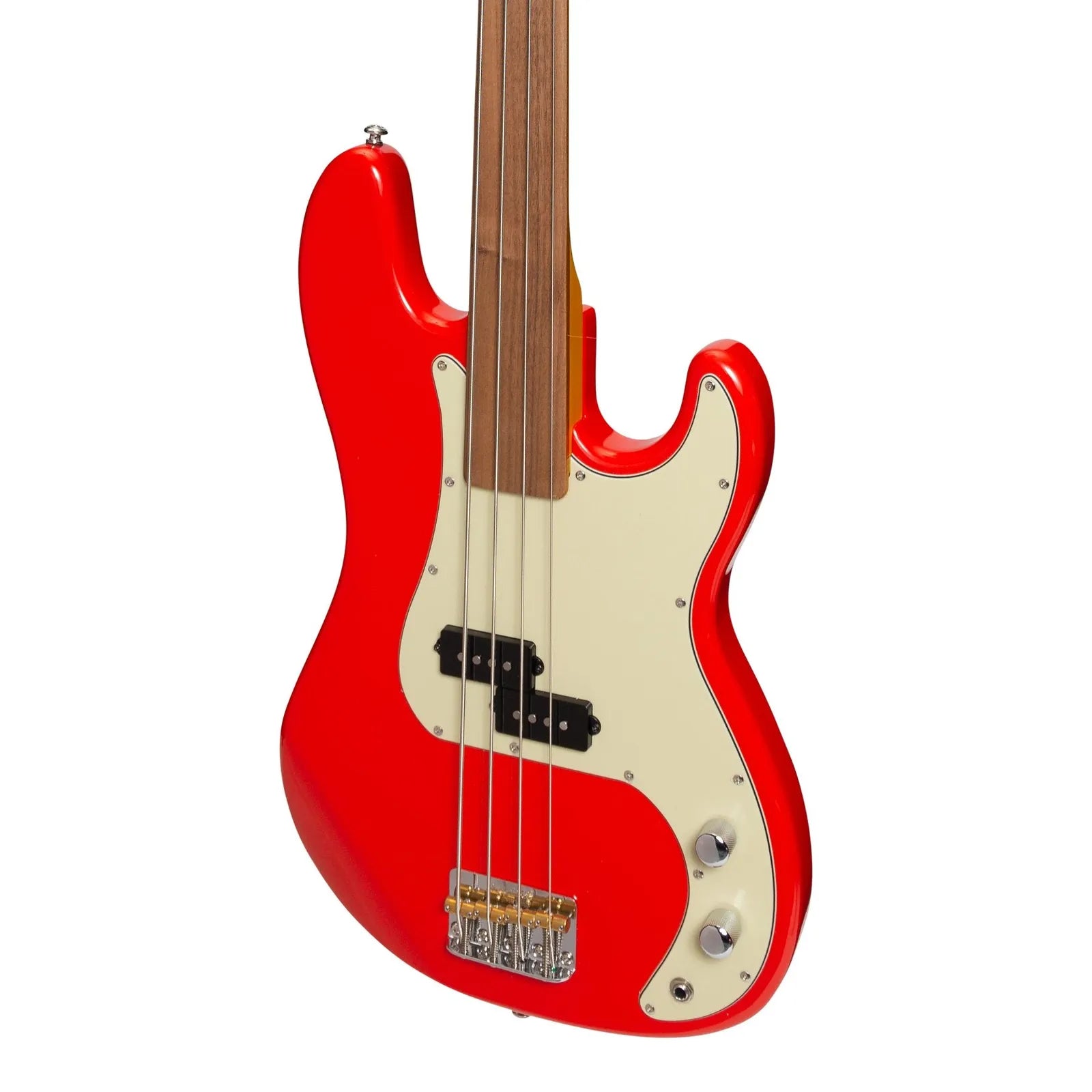 J&D Luthiers JD-PB63F-RED 4-String Fretless Electric Bass Guitar - Alder Body, Maple Neck, PB Style, Right-Handed, Red — view 4