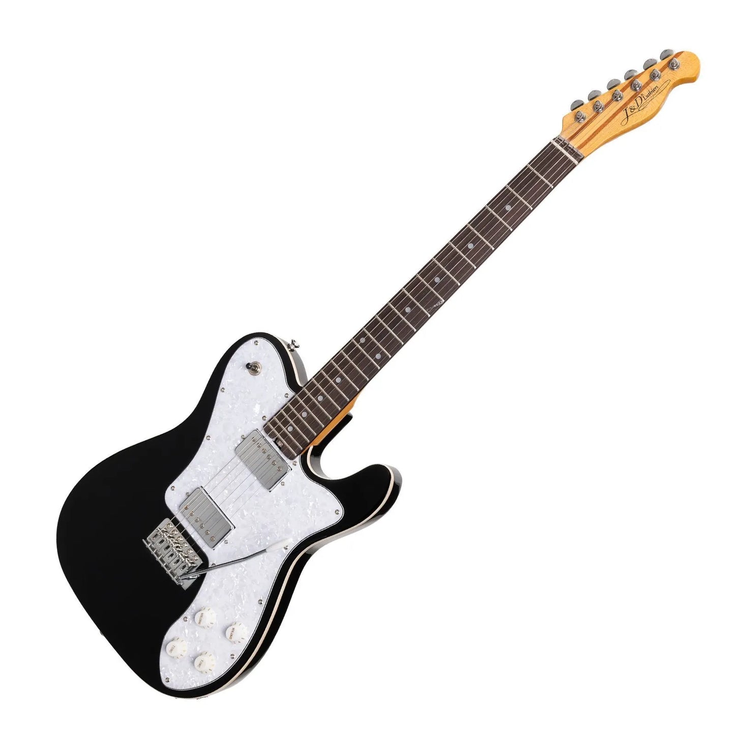 J&D Luthiers Deluxe TE-Style Electric Guitar JD-TL12-BLK Black 6-String 22 Frets with Humbuckers — view 3