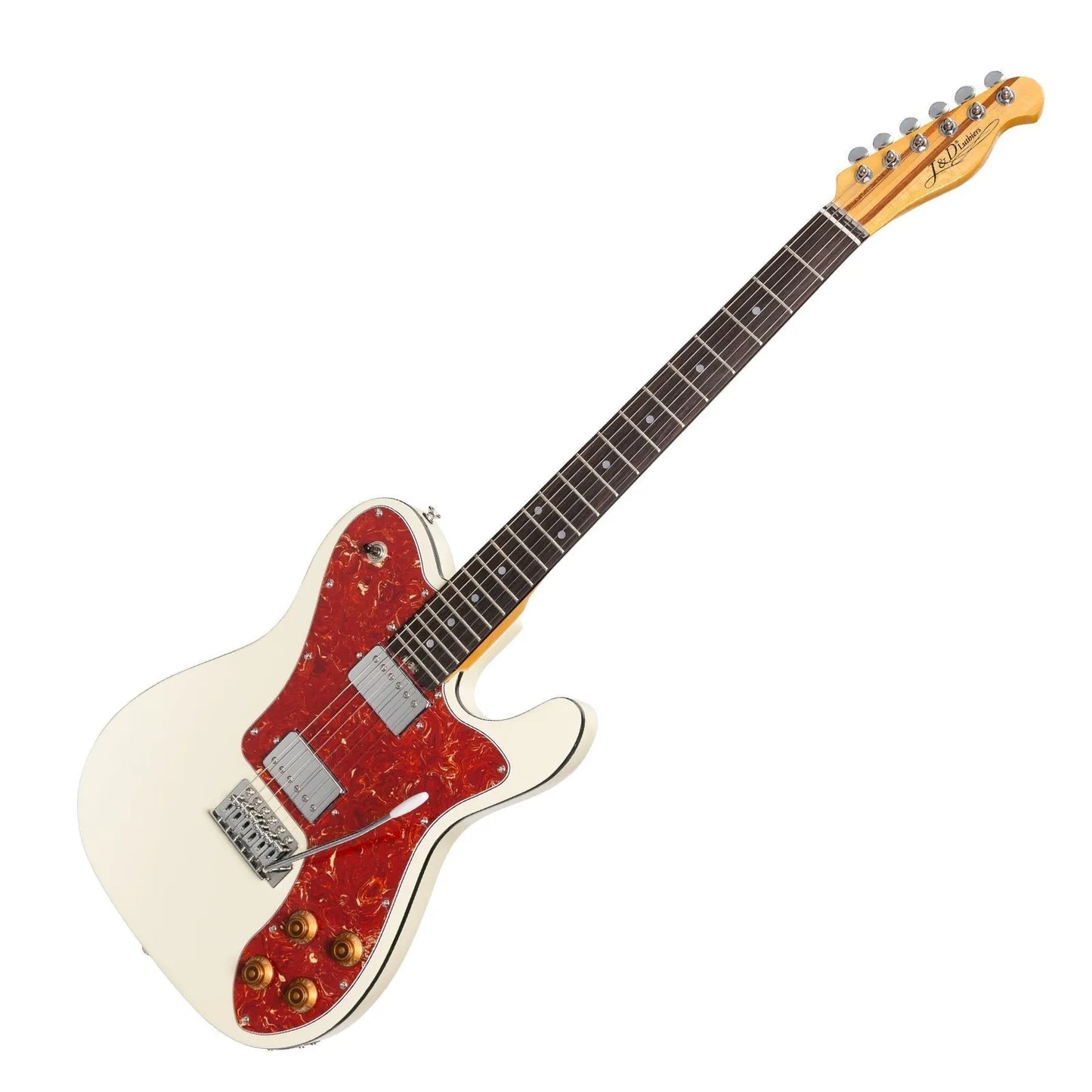 J&D Luthiers JD-TL12-IV Deluxe TE-Style Electric Guitar - Ivory, 6 Strings, Solid Basswood, 22 Frets, J&D Humbuckers, Right-Handed — view 3