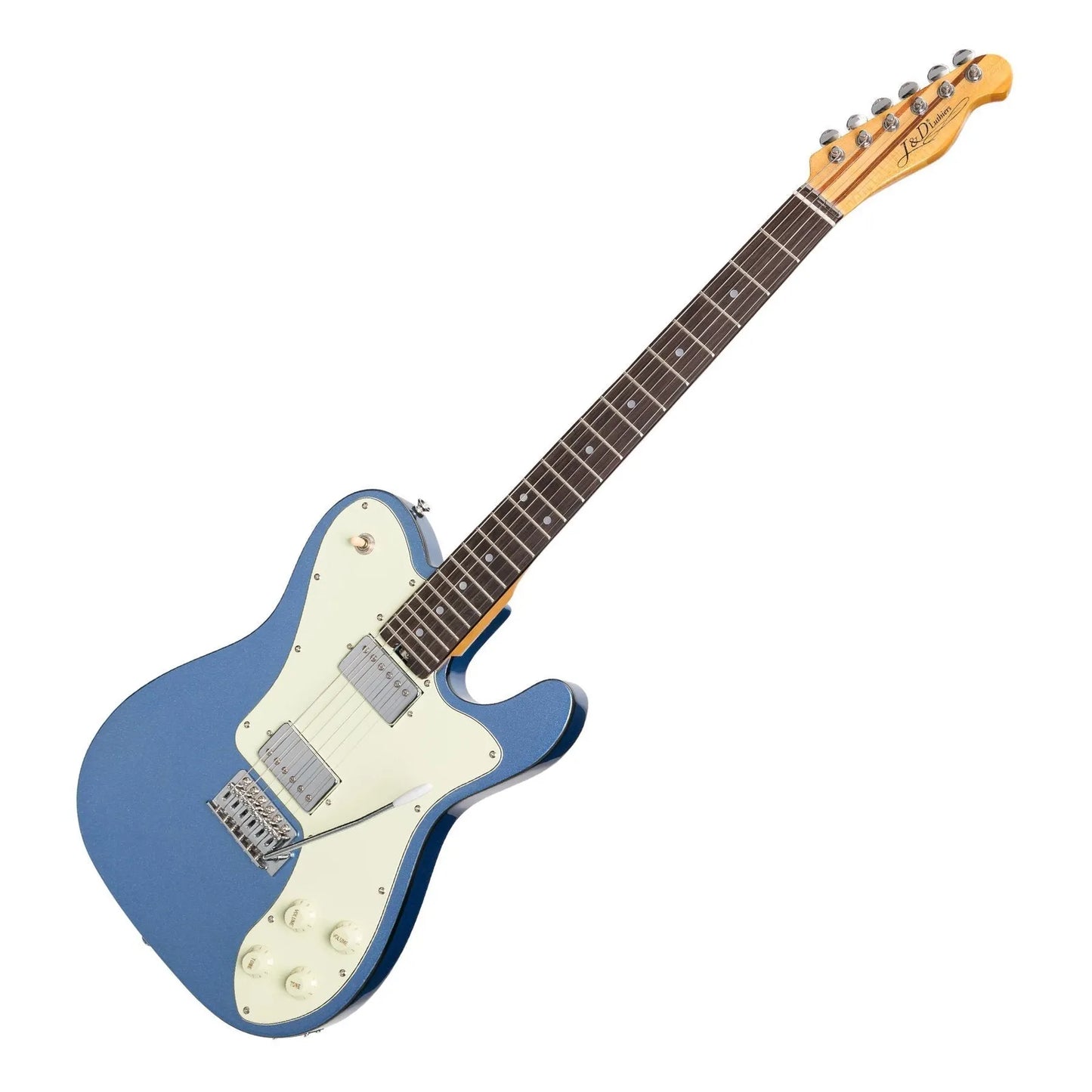 J&D Luthiers Deluxe TE-Style Electric Guitar Metallic Blue JD-TL12-MBL/MS 6-String 22 Frets Solid Basswood — view 3