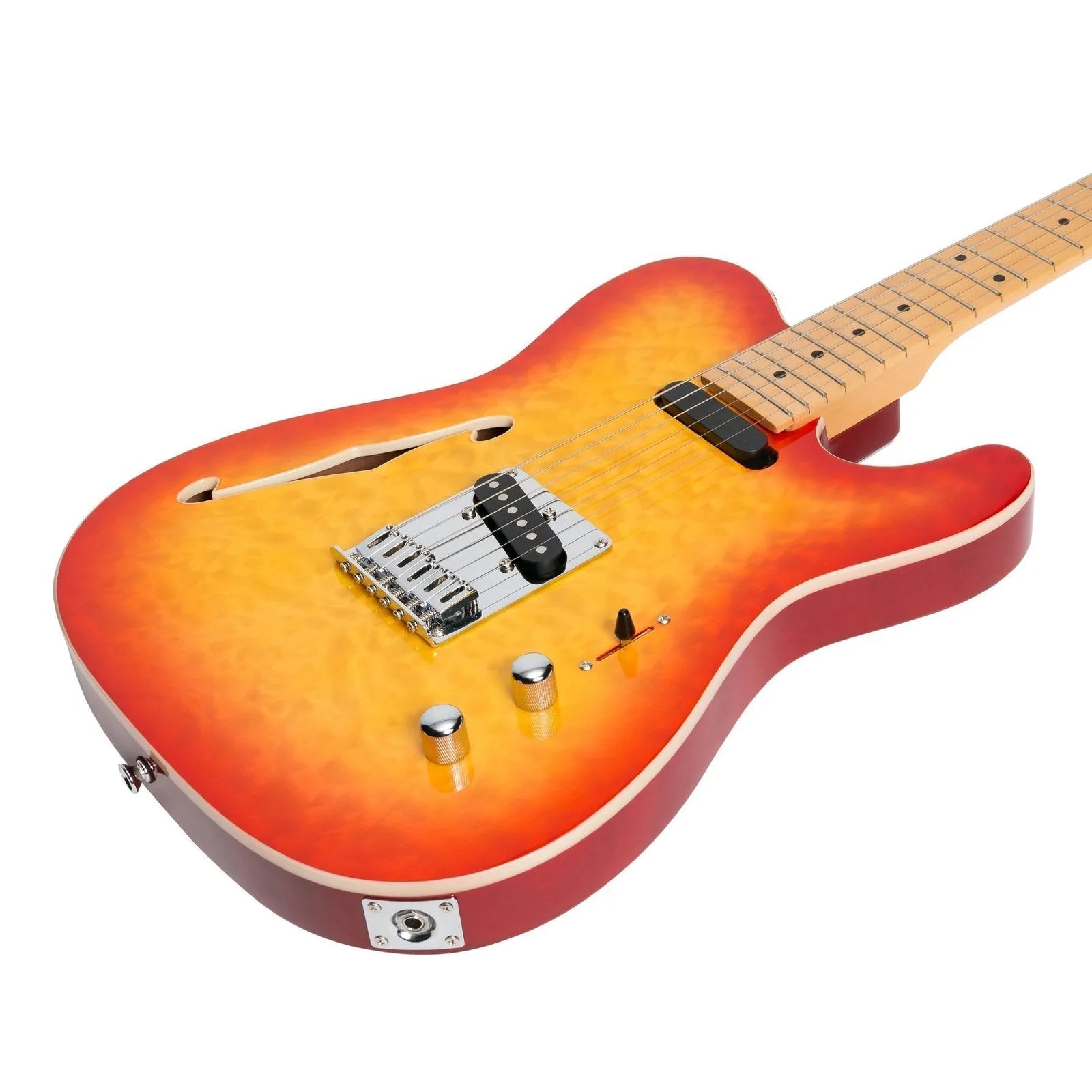 J&D Luthiers Flame Maple Thinline TE-Style Electric Guitar Cherry Sunburst JD-TL3F-CSB — view 6