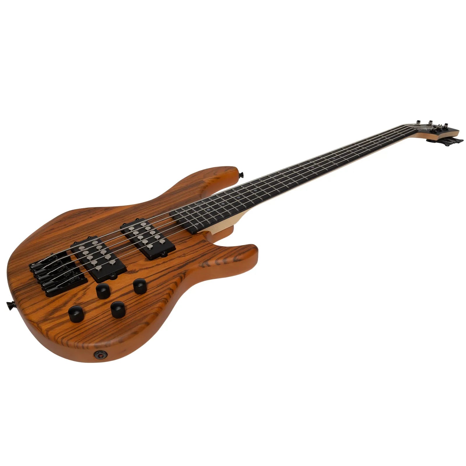 J&D Legacy Series Mahogany & Zebrano T-Style 5 String Electric Bass Guitar with Active Pickups — view 3