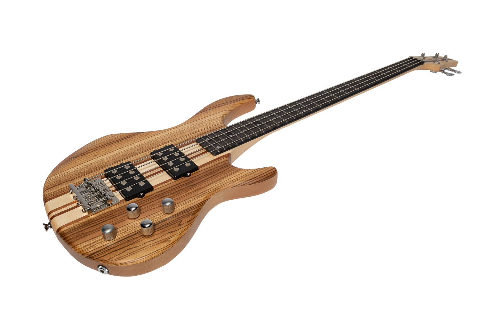 J&D Luthiers 4-String Neck Through Active Electric Bass Guitar - Natural Satin — view 3
