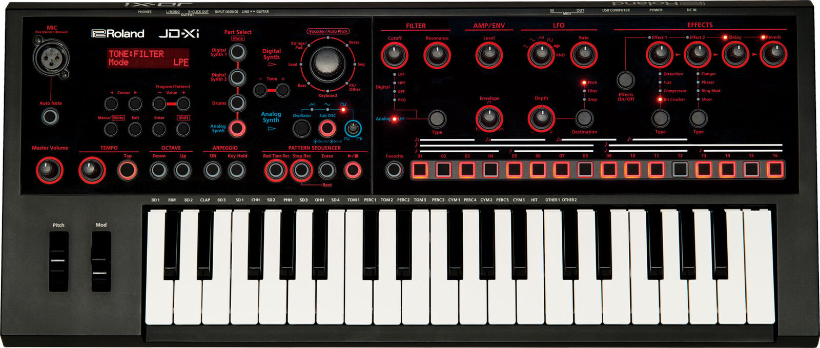 ROLAND JD-XI - Compact Analog/Digital Crossover Synth with 37 Mini Keys, SuperNATURAL Sounds, and Hands-On Control — view 2