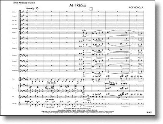 As I Recall (Music Score/Parts) Book