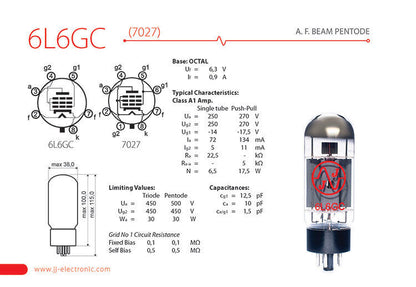 JJ Electronic 6L6GC Power Tubes Matched Quad 30W Beam Pentode — view 3