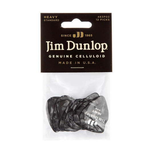 Jim Dunlop HEAVY PICK BLACK PEARLOID PLAYER PACK (12 Pack)
