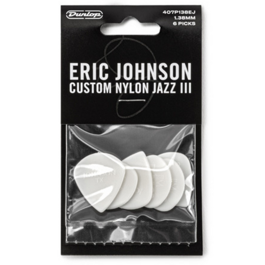 Dunlop Eric Johnson Custom Nylon Jazz III Pick 1.38mm White 6-Pack