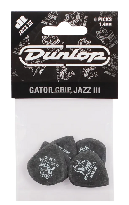 Jim Dunlop Gator Grip Jazz III Guitar Picks 1.4mm 6-Pack