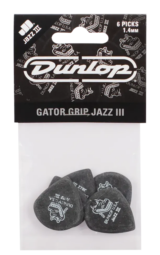 Jim Dunlop Gator Grip Jazz III Guitar Picks 1.4mm 6-Pack
