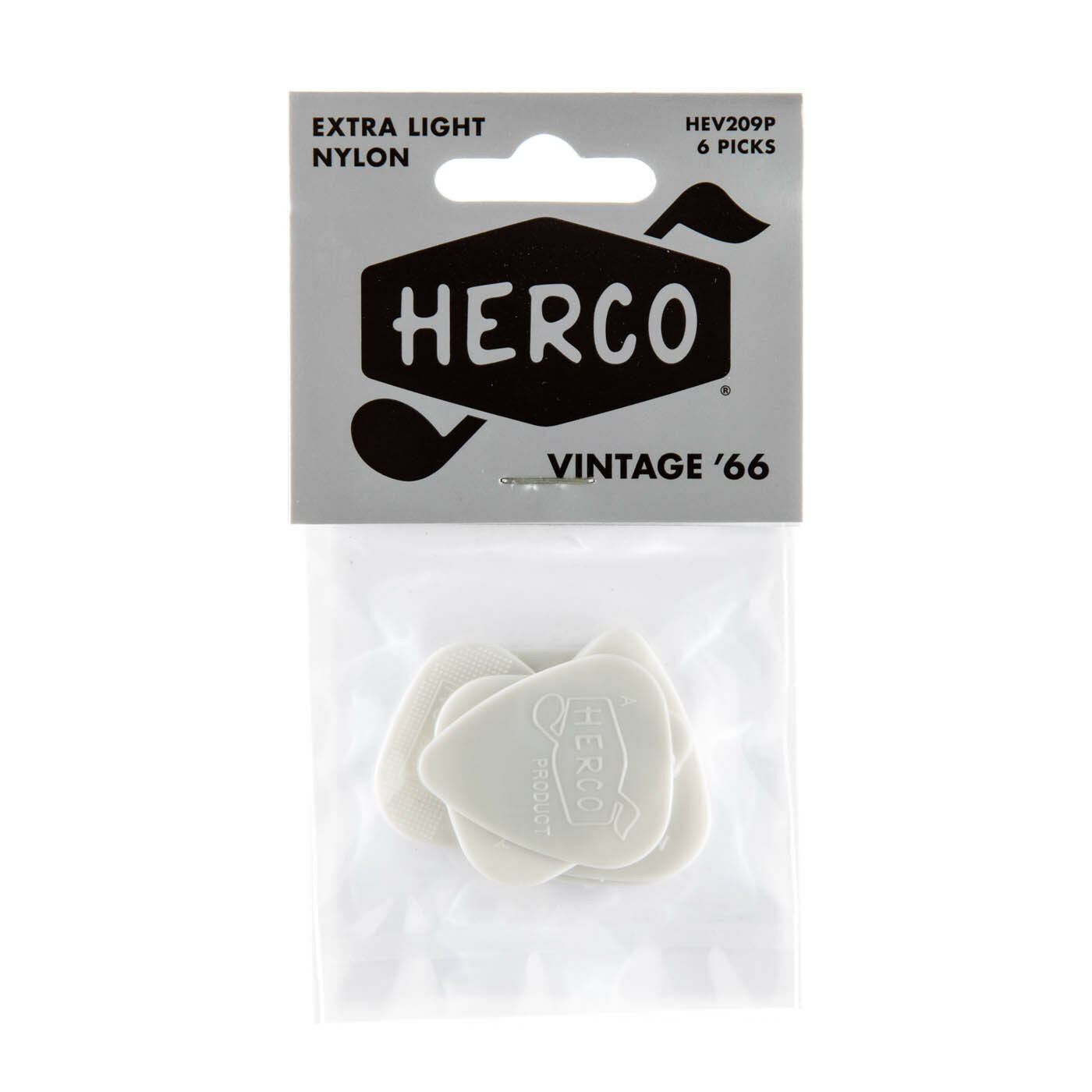 6 x Herco Vintage '66 Extra Light Nylon Picks HEV209P