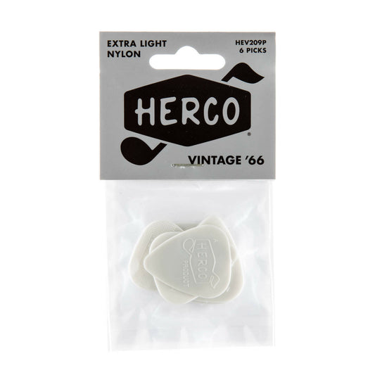 6 x Herco Vintage '66 Extra Light Nylon Picks HEV209P