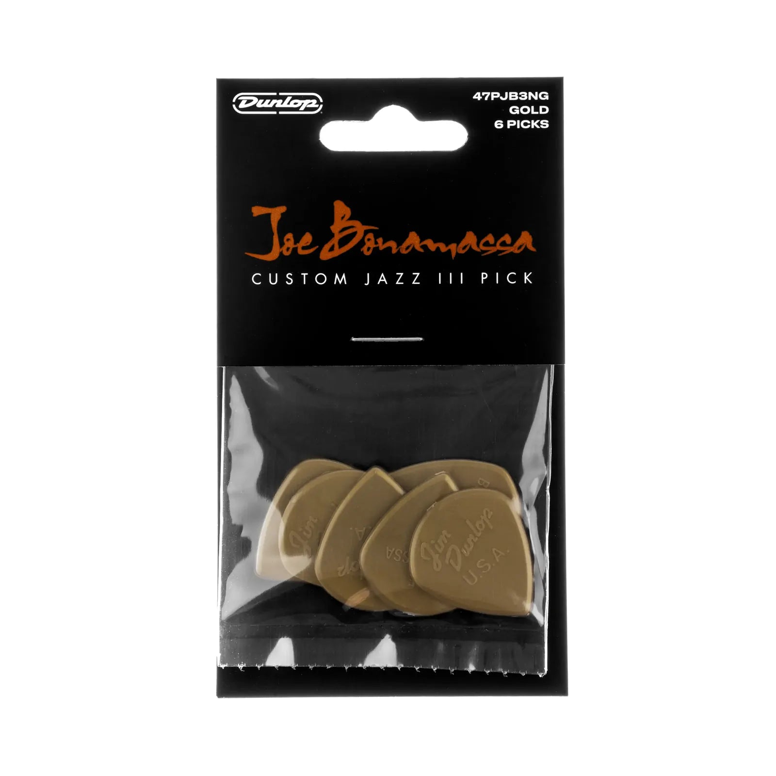 Jim Dunlop Joe Bonamassa Jazz III Gold Picks 1.38mm 6-Pack — view 4