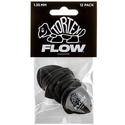 Dunlop Tortex Flow Guitar Pick 12-Pack - Black (1.35mm)