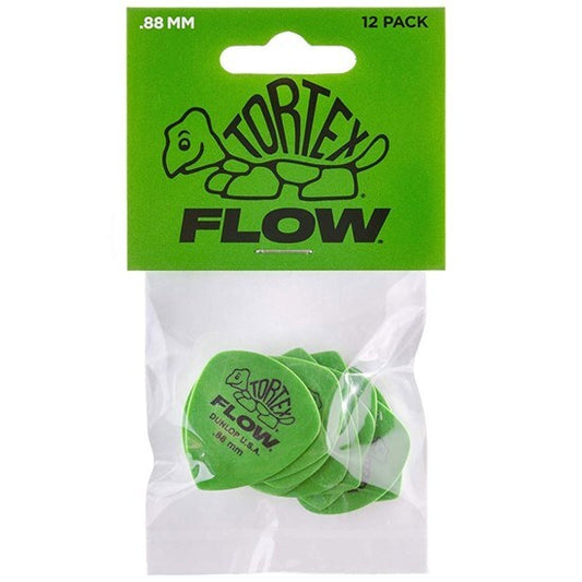 Dunlop Tortex Flow Guitar Pick 12-Pack - Green (.88mm)