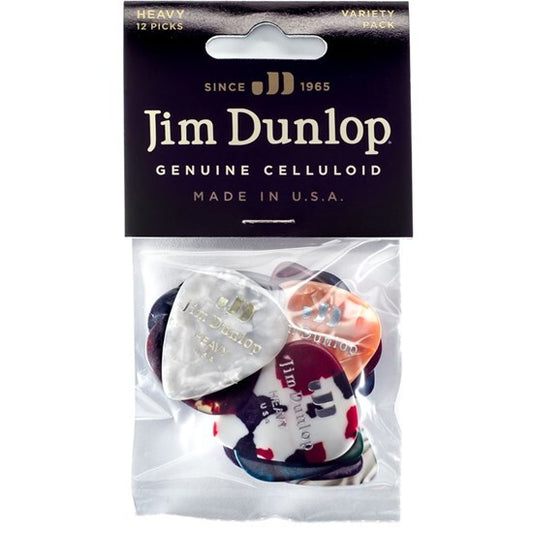 Dunlop Variety Guitar Pick 12-Pack Celluloid Various Colours (Heavy)