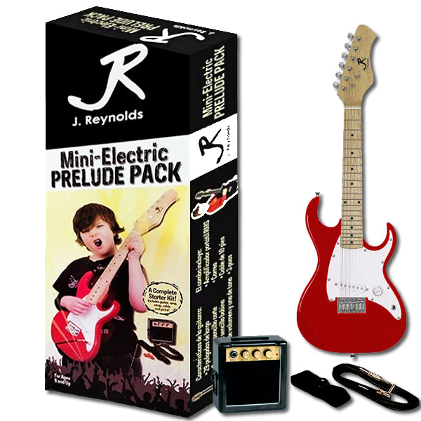 J.Reynolds Mini ST Electric Guitar Prelude Starter Pack Red with Amplifier, Strap, Pick, Cable