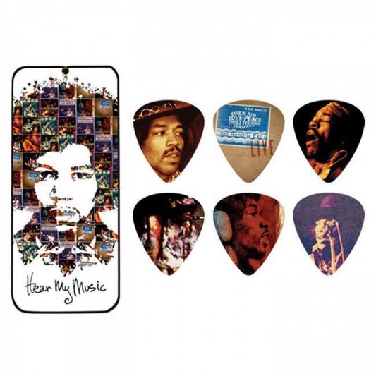 Jim Dunlop Jimmy Hendrix Signature Hear My Music Pick Tin 6 Pack JSA25