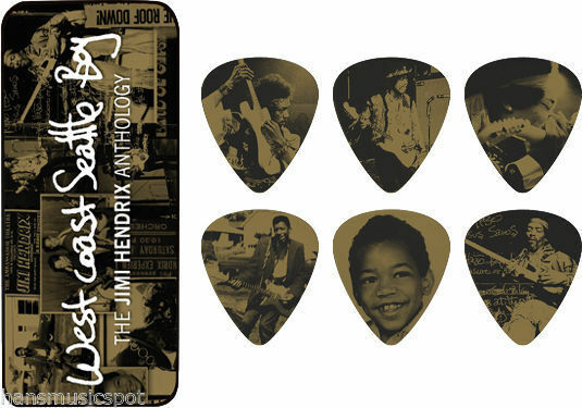 Jim Dunlop Jimi Hendrix West Coast Seattle Boy Guitar Pick Tin 12 Picks