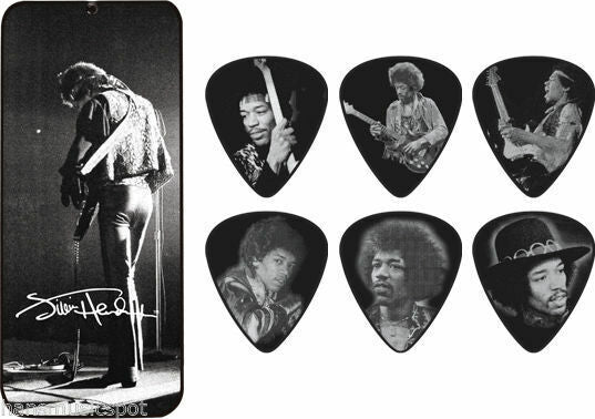 Jim Dunlop Jimi Hendrix Silver Portrait Series Medium Gauge Guitar Pick Tin NEW
