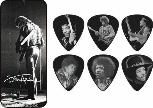 Jim Dunlop Jimi Hendrix Silver Portrait Series Medium Gauge Guitar Pick Tin NEW