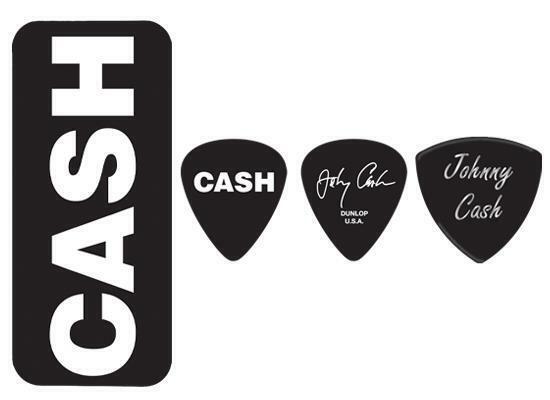 Jim Dunlop Johnny Cash Bold Pick Tin Includes 6 Tortex Heavy Picks