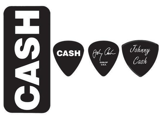 Jim Dunlop Johnny Cash Bold Pick Tin Includes 6 Tortex Heavy Picks