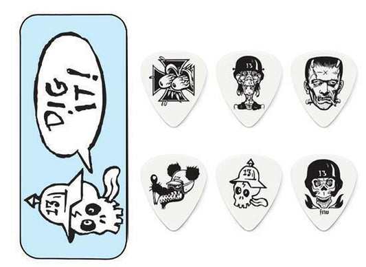 Jim Dunlop Frank Kozik Dig It Pick Tin + 6 x Tortex .73mm Guitar Picks *NEW*