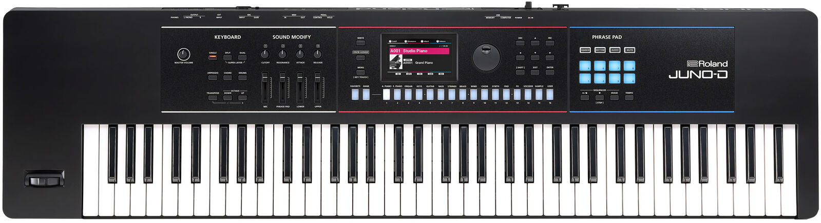ROLAND JUNO-D 76-Key Synthesizer - Portable Pro Sound Engine with 8-Track Sequencer and Extensive Sound Library — view 2
