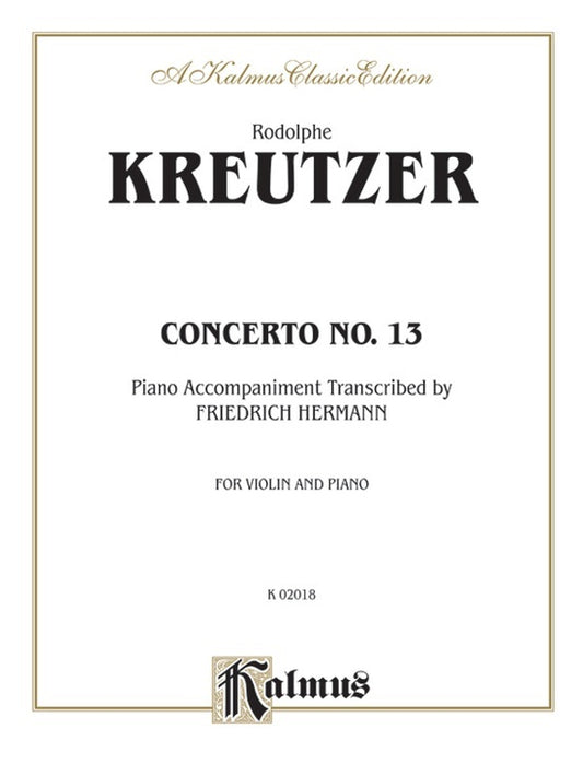 Kreutzer Violin Concerto No 13 for Violin and Piano Sheet Music