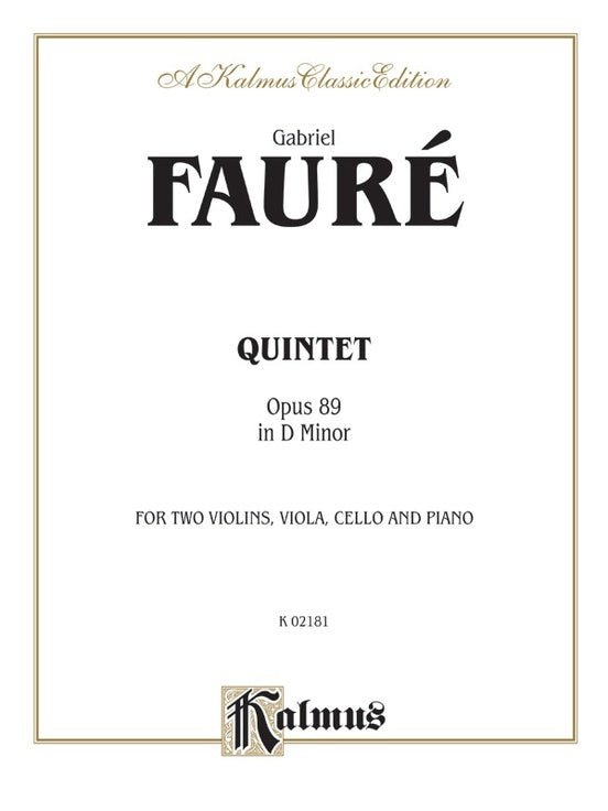 Quintet Op 89 D Min 2Violin/Viola/Vc/Piano