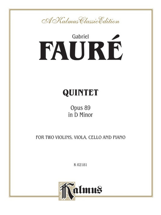 Quintet Op 89 D Min 2Violin/Viola/Vc/Piano