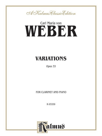 Variations Op 33 for Clarinet and Piano Sheet Music